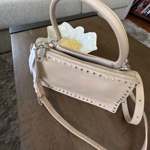 Rebecca Minkoff crossbody with silver accent studding creme leather purse